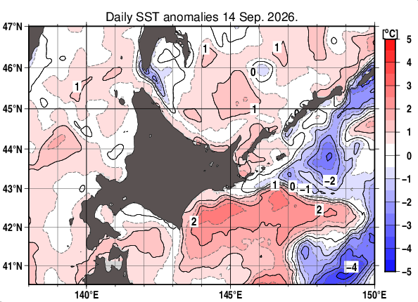 海水温平年差 2026年09月14日